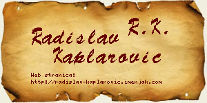 Radislav Kaplarović vizit kartica